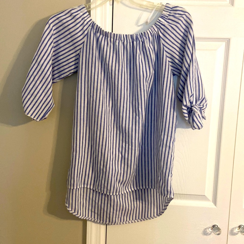 Blue and a white stripe tunic style top size Medium